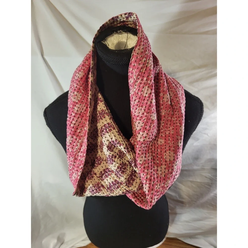 Anchal Project Cotton Reversible Infinity Scarf Pink Floral